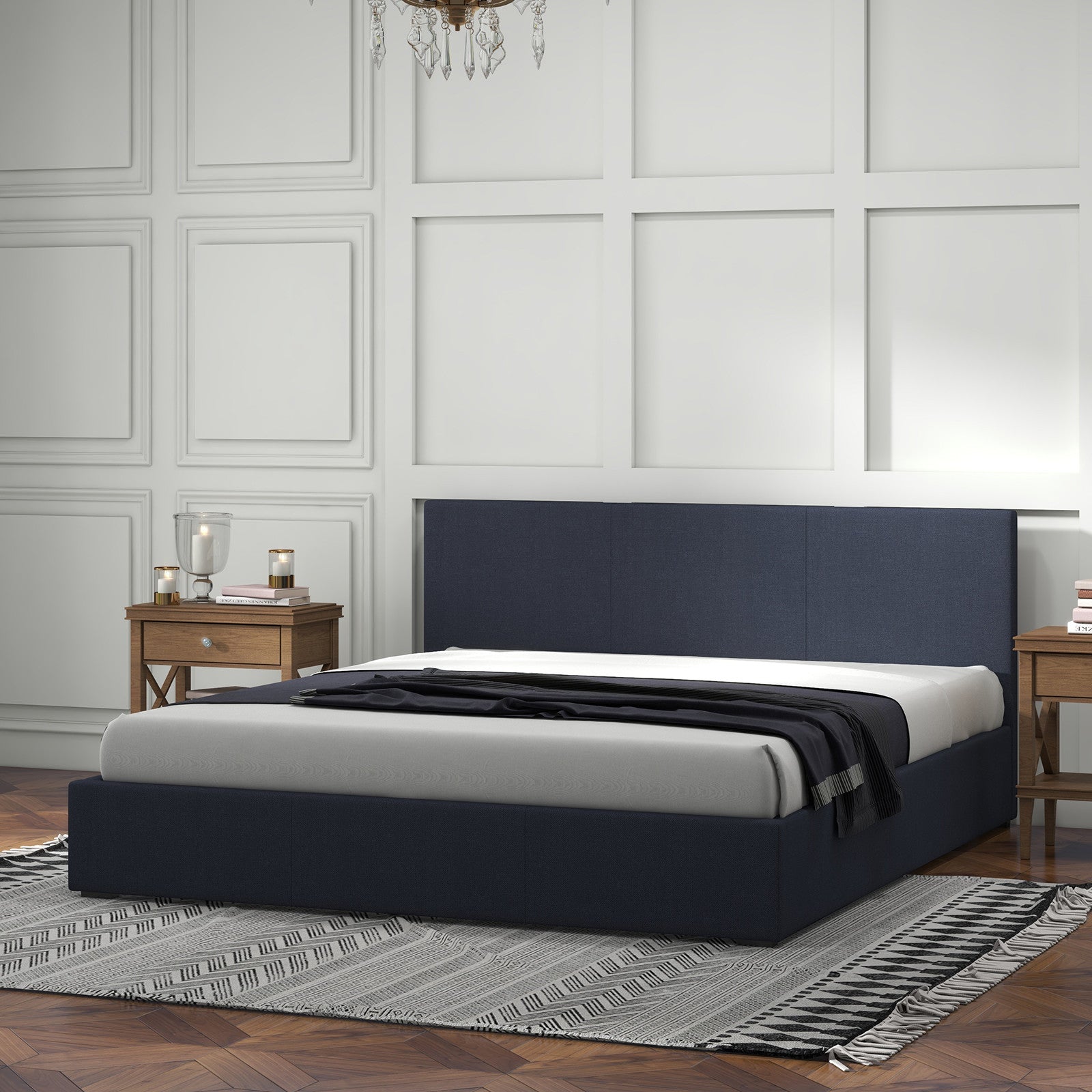Milano Luxury Gas Lift Bed with Headboard (Model 1) - Charcoal No.35 - King Single-1922443466072264708