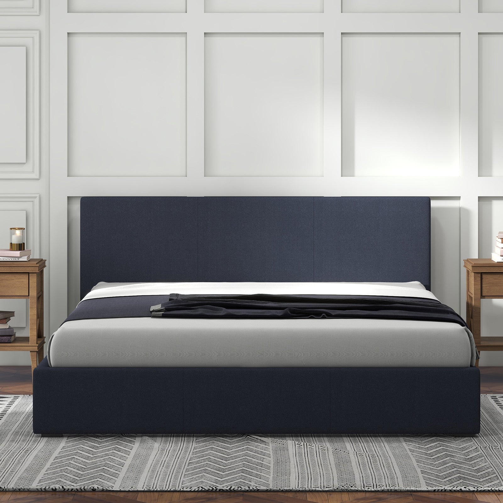 Milano Luxury Gas Lift Bed with Headboard (Model 1) - Charcoal No.35 - King Single-1922443466072264709