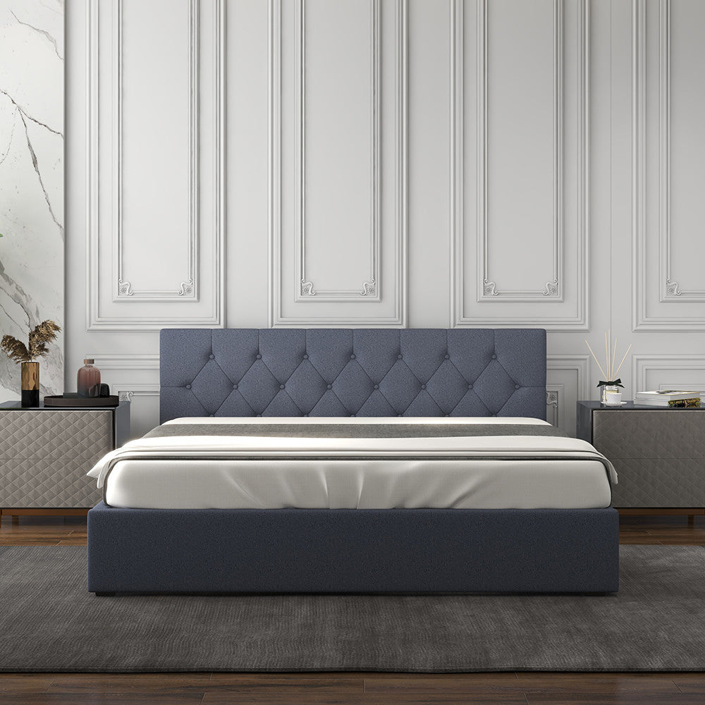Milano Capri Luxury Gas Lift Bed With Headboard (Model 3) - Charcoal No.35 - King Single-1927503918481412101