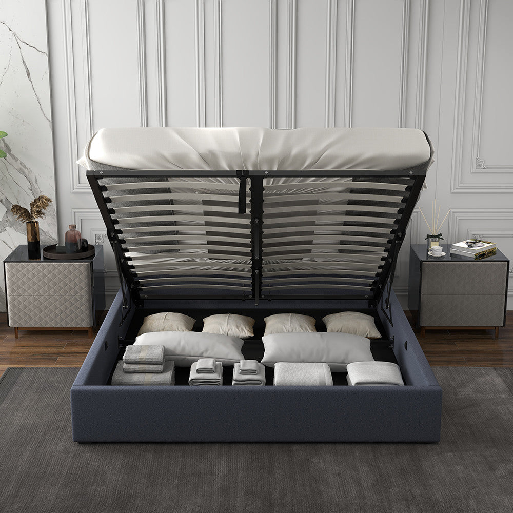 Milano Capri Luxury Gas Lift Bed With Headboard (Model 3) - Charcoal No.35 - King Single-1927503918481412102