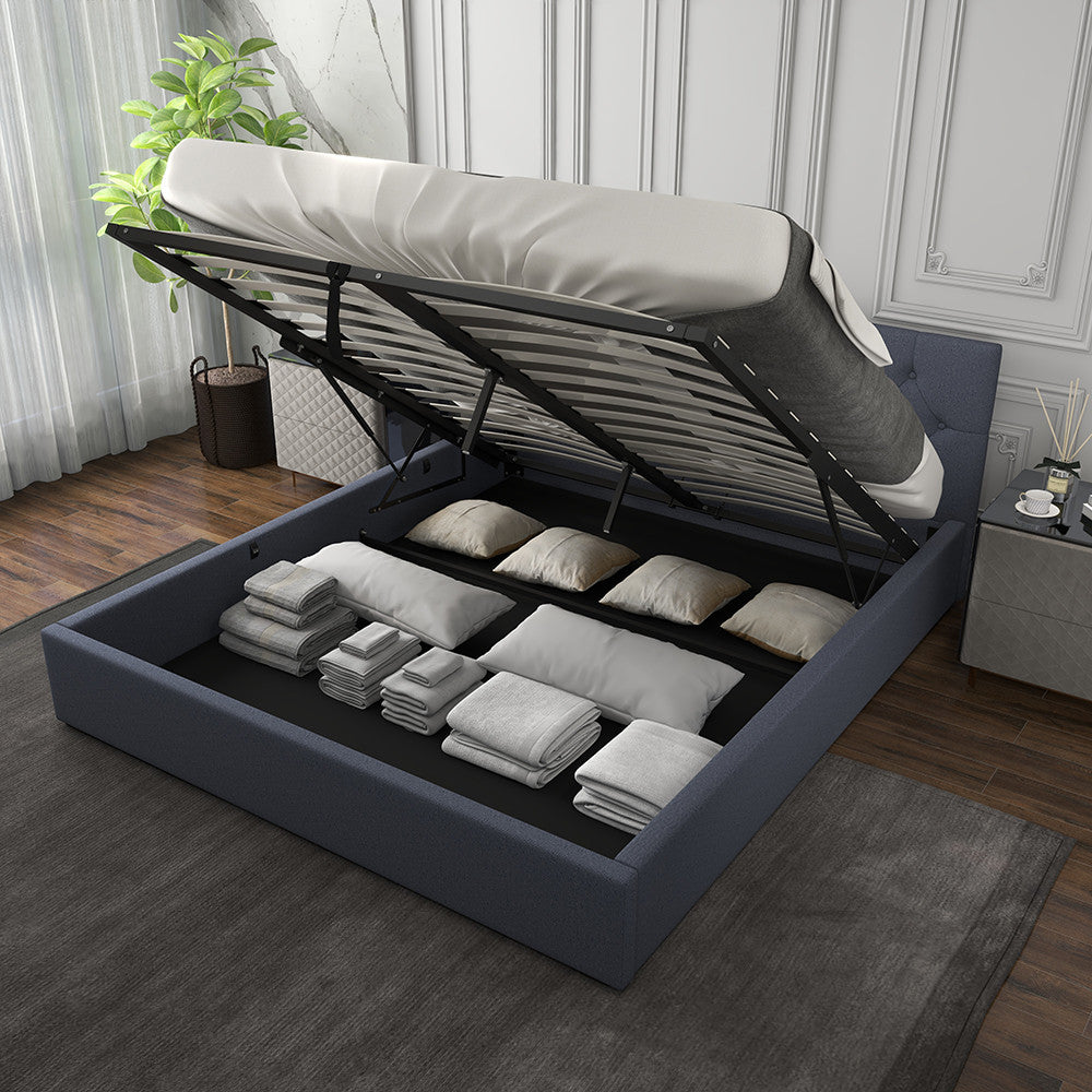 Milano Capri Luxury Gas Lift Bed With Headboard (Model 3) - Charcoal No.35 - King Single-1927503918481412103