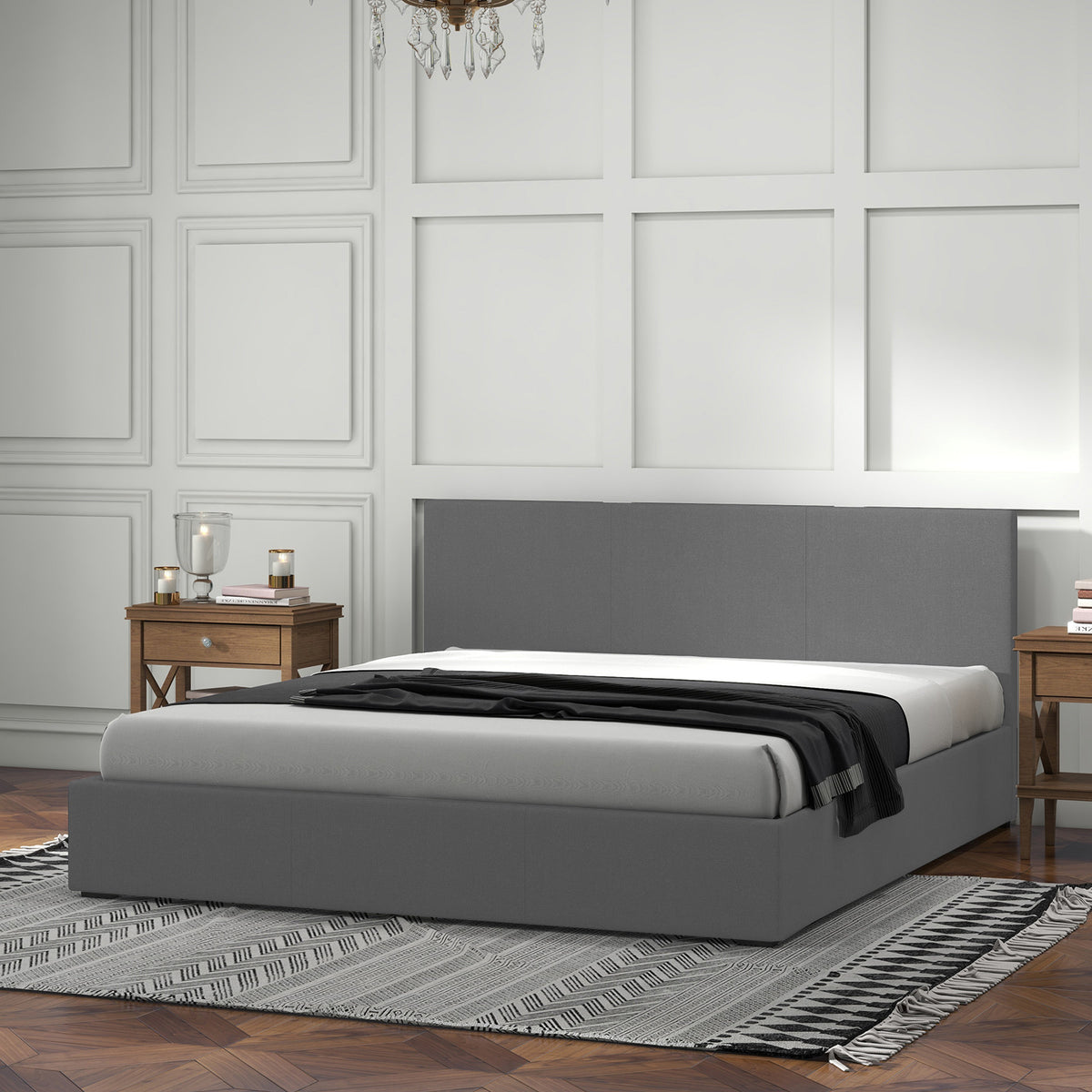 Milano Sienna Luxury Bed with Headboard (Model 2) - Grey No.28 - Single-1927503919358021633