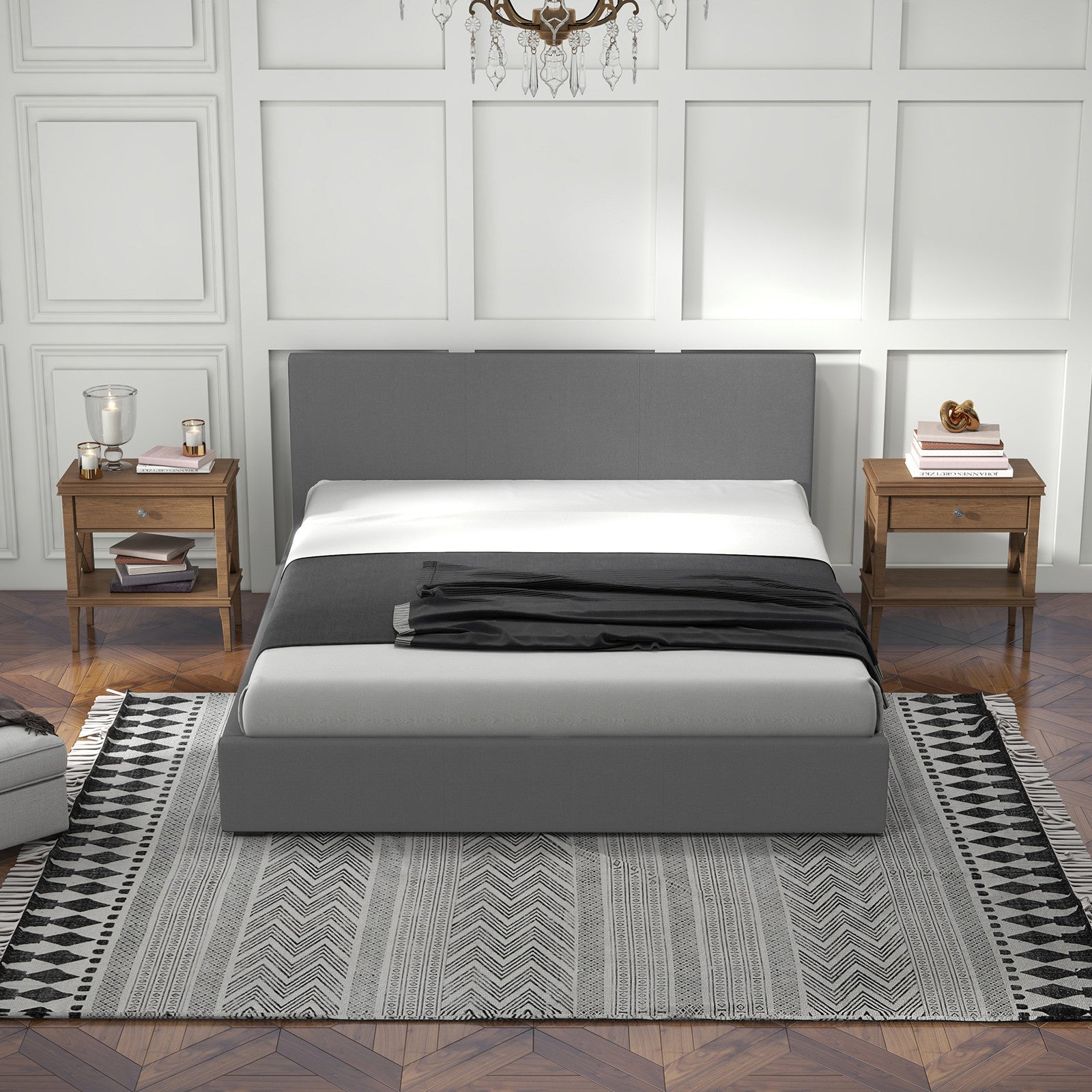 Milano Sienna Luxury Bed with Headboard (Model 2) - Grey No.28 - Single-1927503919358021635