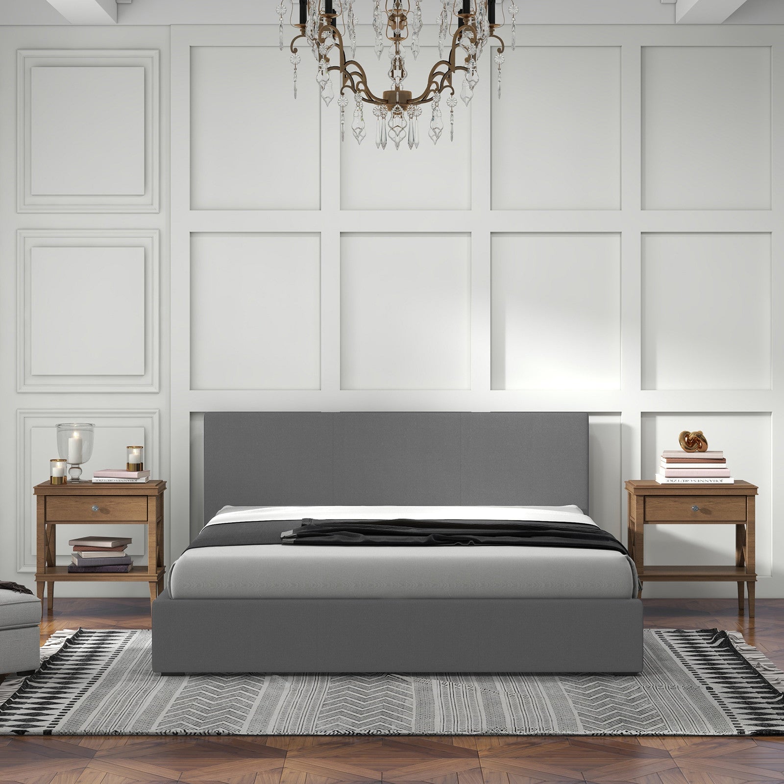 Milano Sienna Luxury Bed with Headboard (Model 2) - Grey No.28 - Single-1927503919358021638