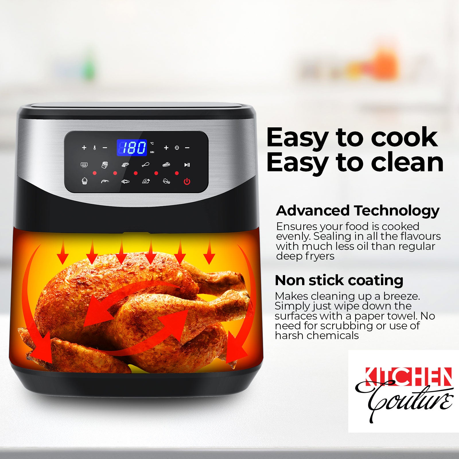Kitchen Couture Digital 12L Air Fryer - Silver-1927503842514178050