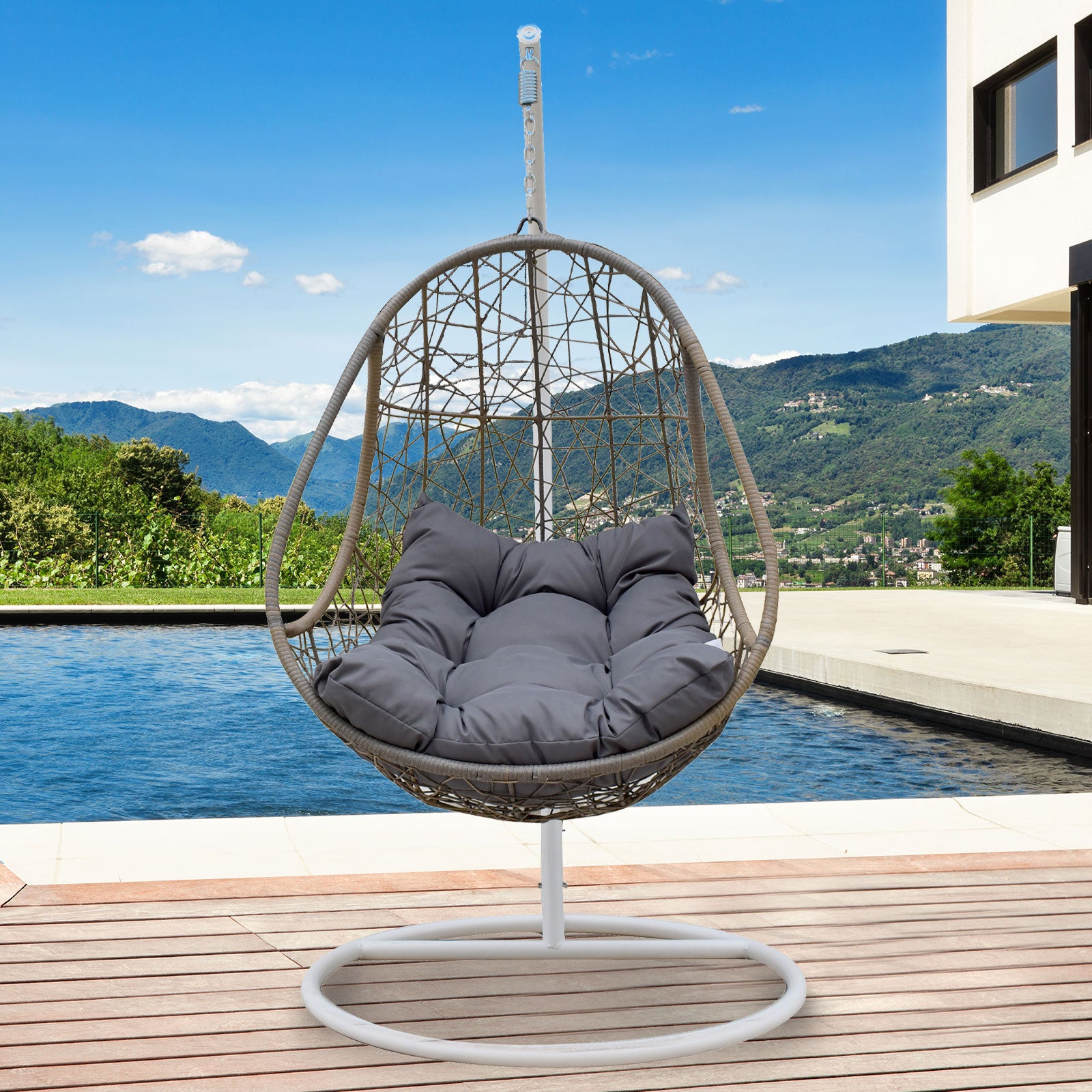 Arcadia Furniture Rocking Egg Chair - Oatmeal and Grey-1927503927843098624