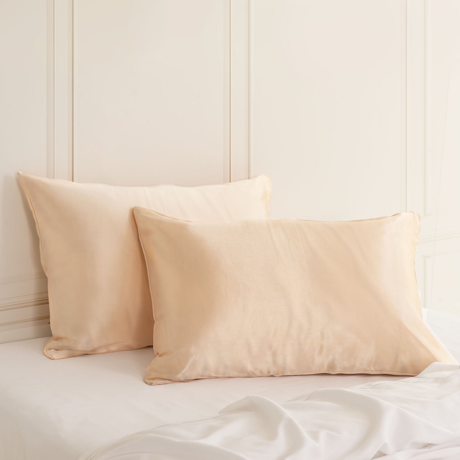 SILK PILLOW CASE TWIN PACK - SIZE: 51X76CM - Champagne Pink-1927503852970577920