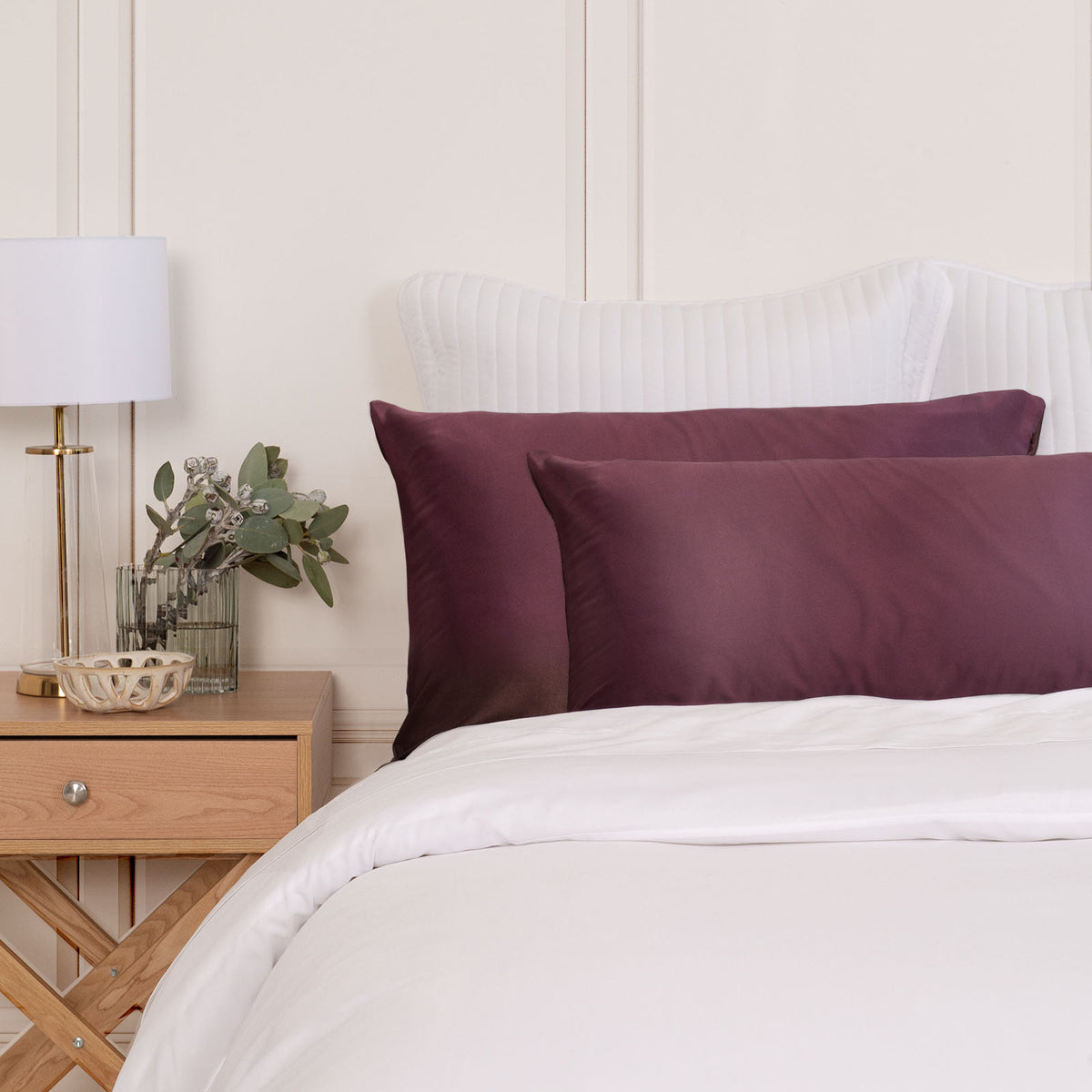 SILK PILLOW CASE TWIN PACK - SIZE: 51X76CM? - Malaga Wine-1927503853452922881