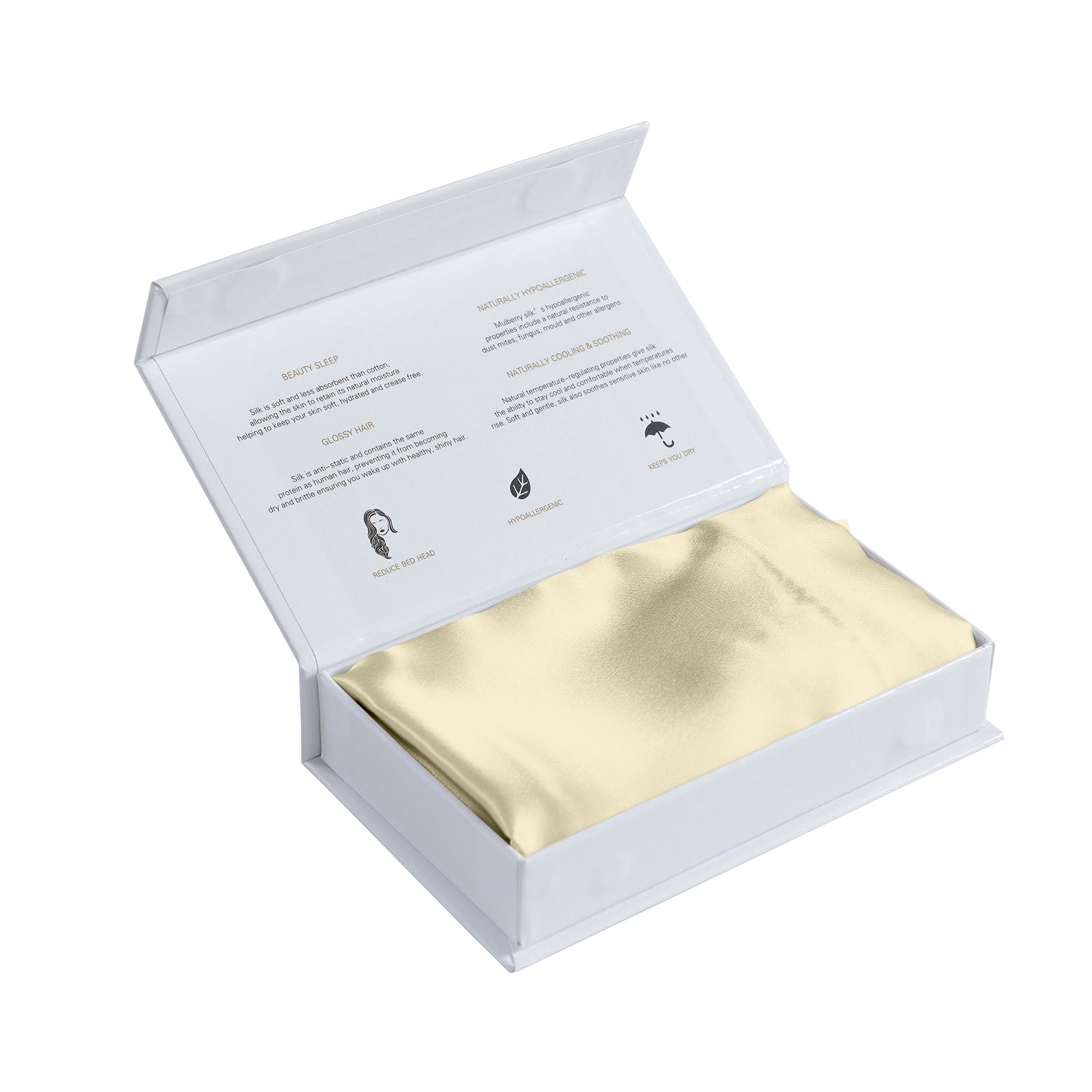 MULBERRY SILK PILLOW CASE TWIN PACK - SIZE: 51X76CM - CHAMPAGNE-1927503851527737349