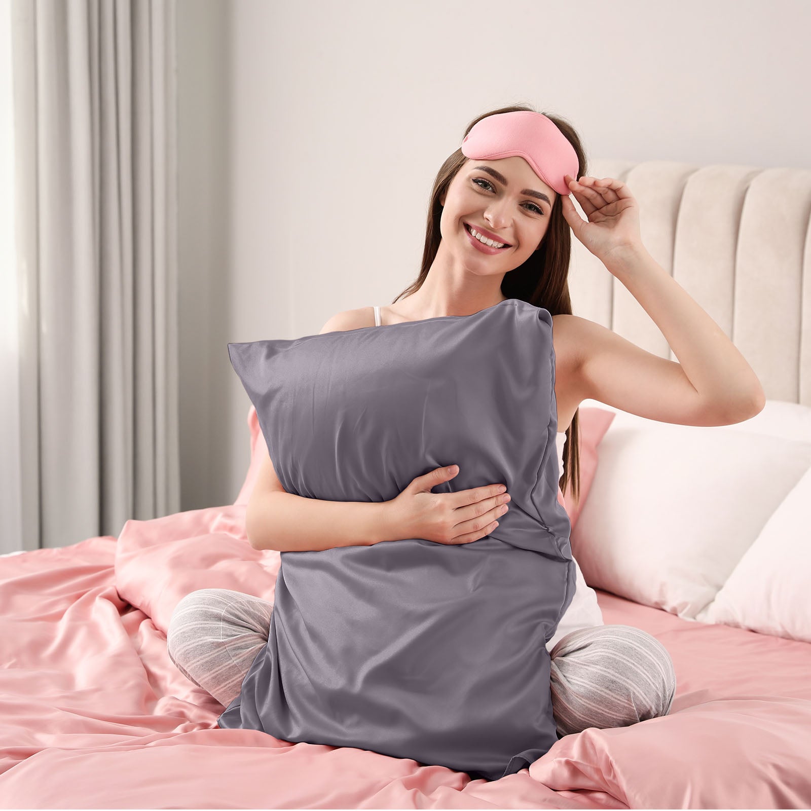 Pure Silk Pillow Case by Royal Comfort-Charcoal-1927503851905224706