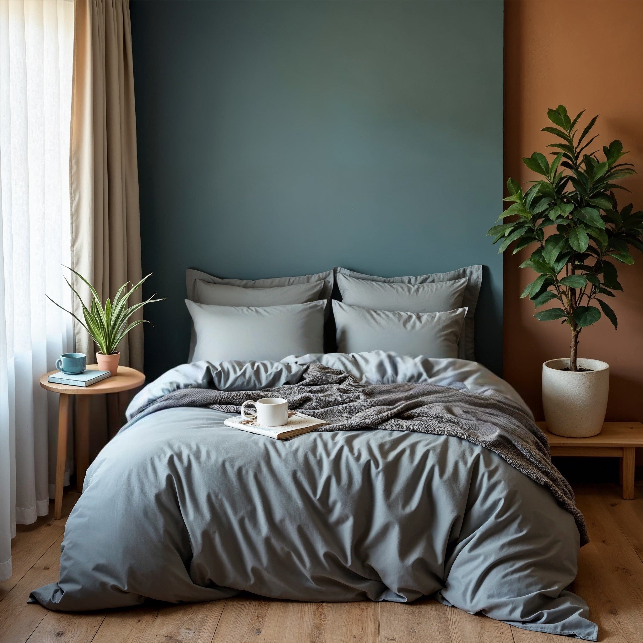 Royal Comfort 1000TC Cotton Blend Quilt Cover Sets King - Charcoal-1927503859673075712