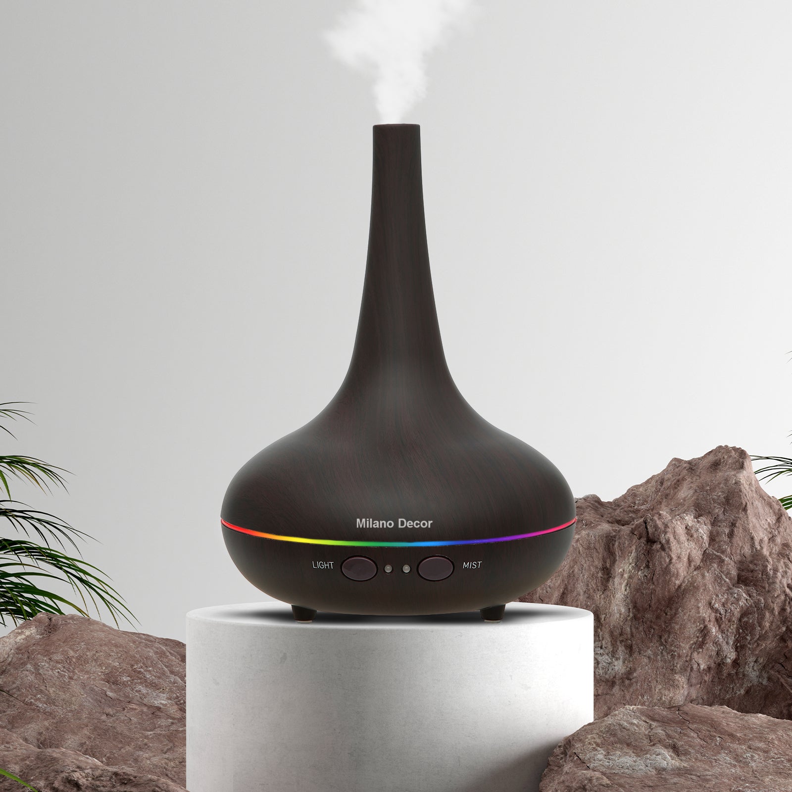 Milano Decor Ultrasonic Aroma Diffuser - Dark Wood Grain Color-1927503843319484416