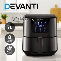 Devanti Air Fryer 7L LCD Fryers Black