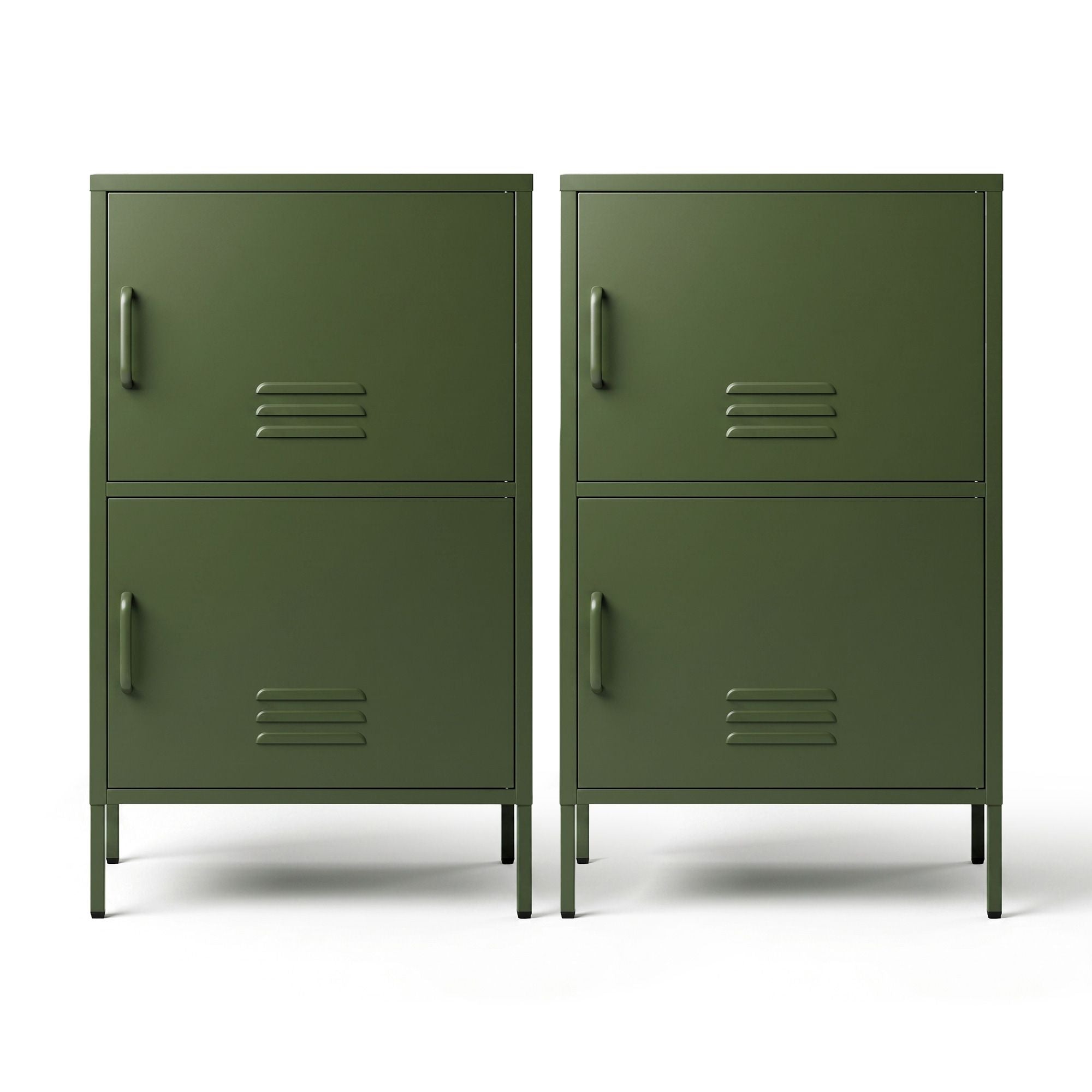 Artiss 2x Buffet Sideboard Cabinet Storage Cupboard 2 Doors Metal Green DOUBLE