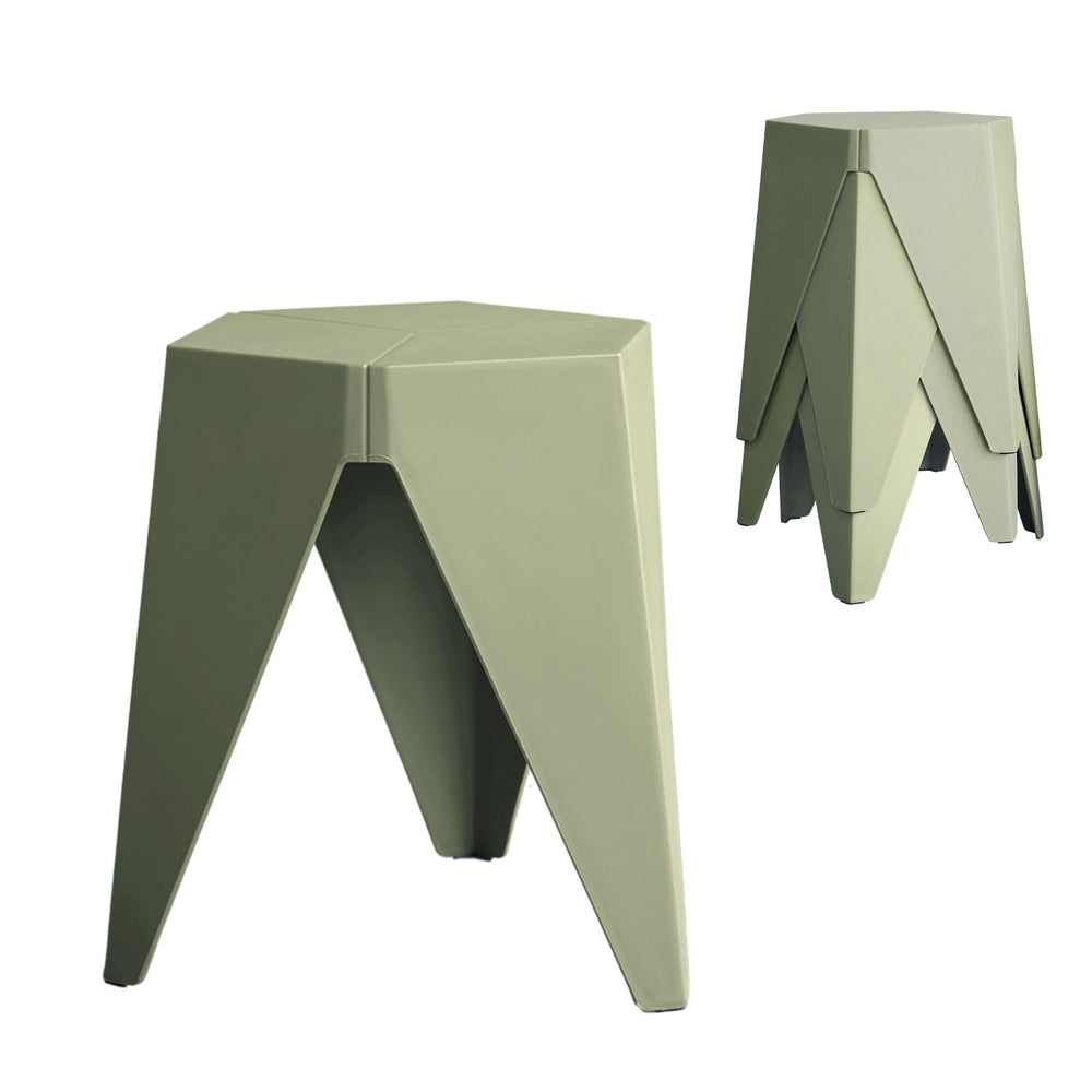 Artiss 4 Piece Puzzle Stool Bar Stools Stackable Green