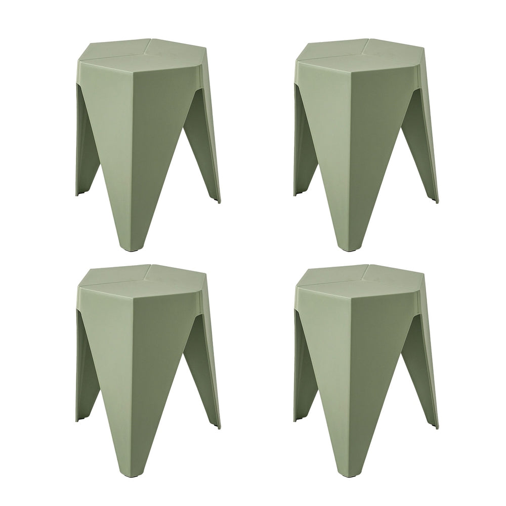 Artiss 4 Piece Puzzle Stool Bar Stools Stackable Green