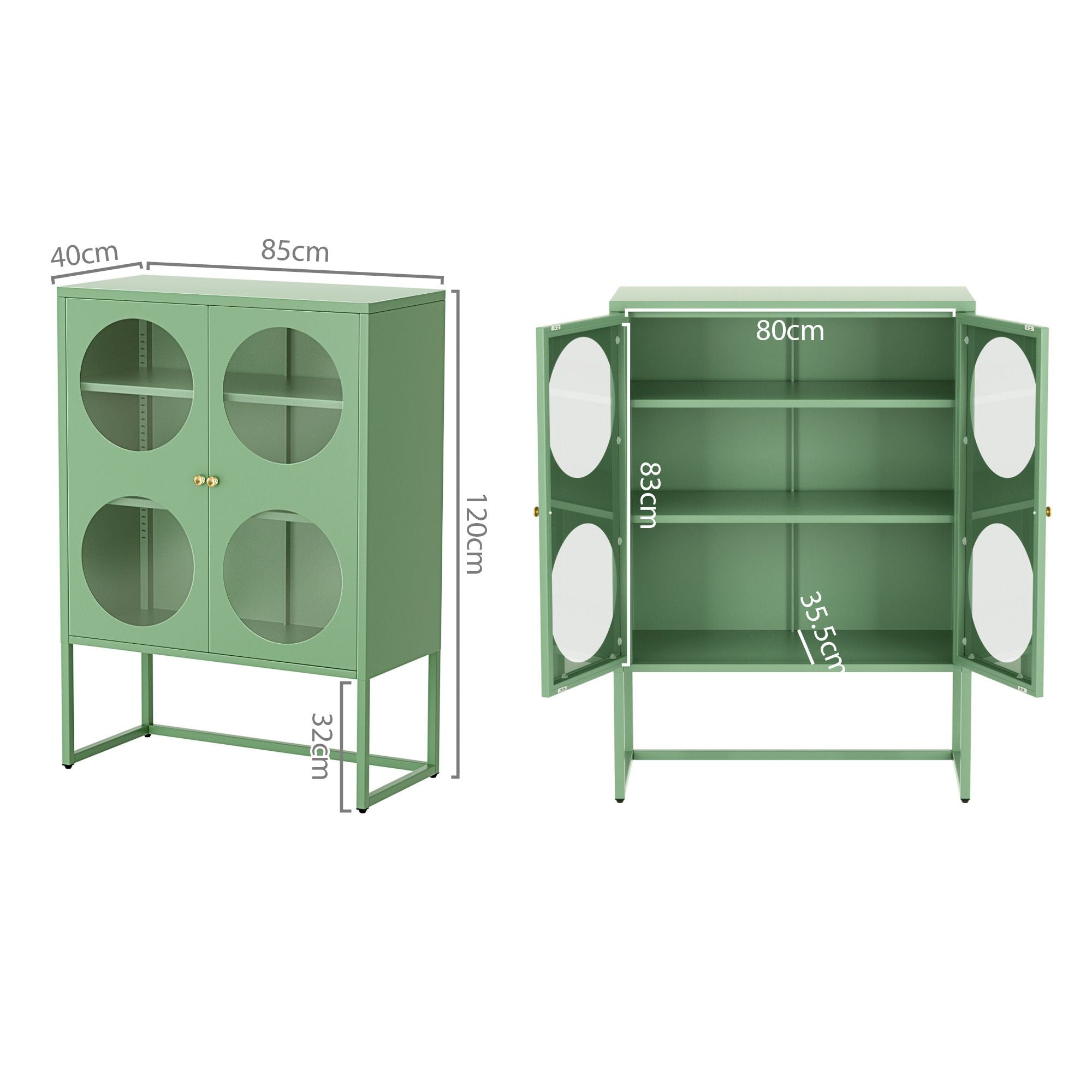 Artiss Buffet Sideboard Metal Cabinet - ELLA Green