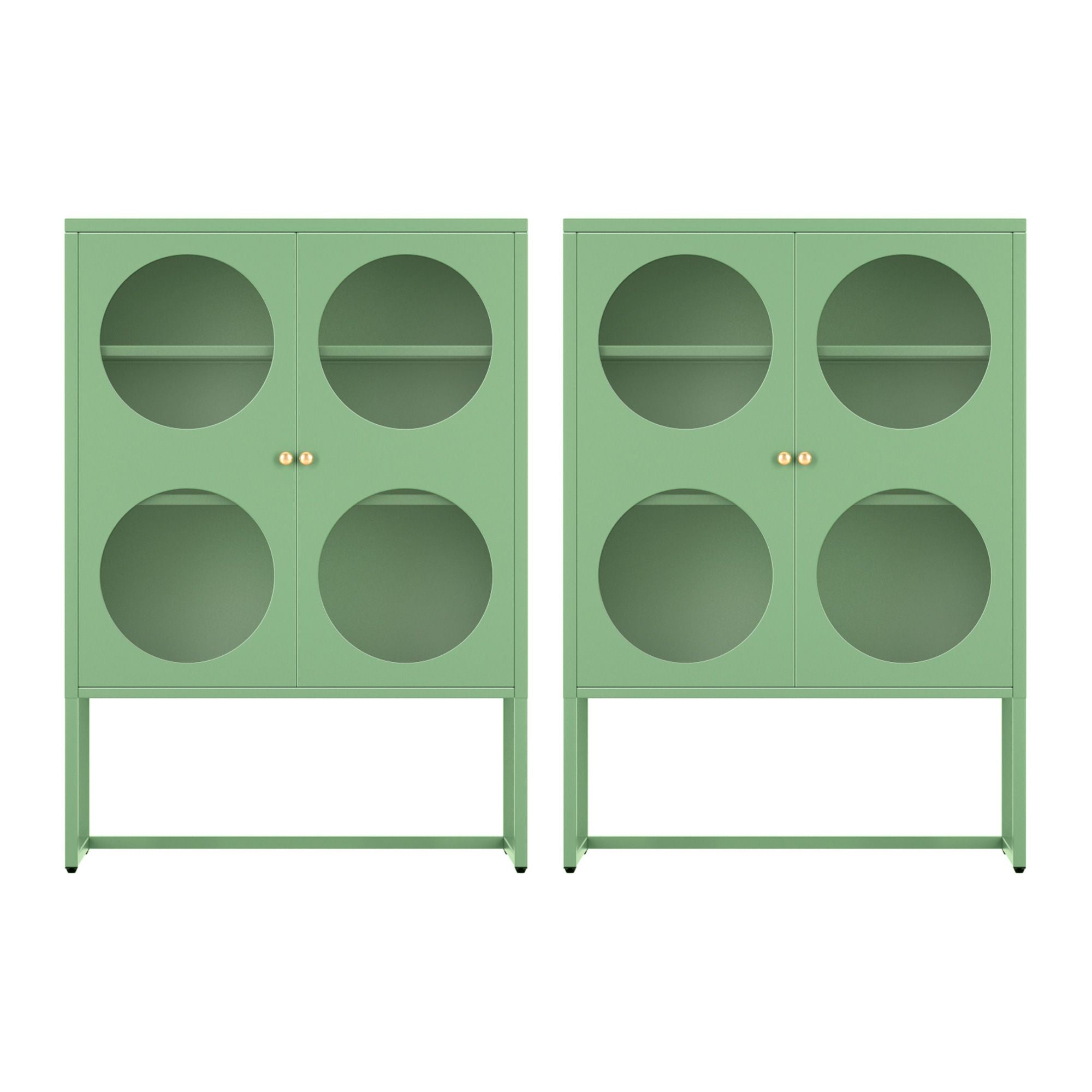Artiss 2x Buffet Sideboard Cabinet ELLA Cupboard Storage Glass Doors Metal Green