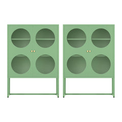 Artiss 2x Buffet Sideboard Cabinet ELLA Cupboard Storage Glass Doors Metal Green