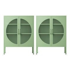 Artiss 2x Buffet Sideboard Cabinet ELSA Cupboard Storage Mesh Doors Metal Green
