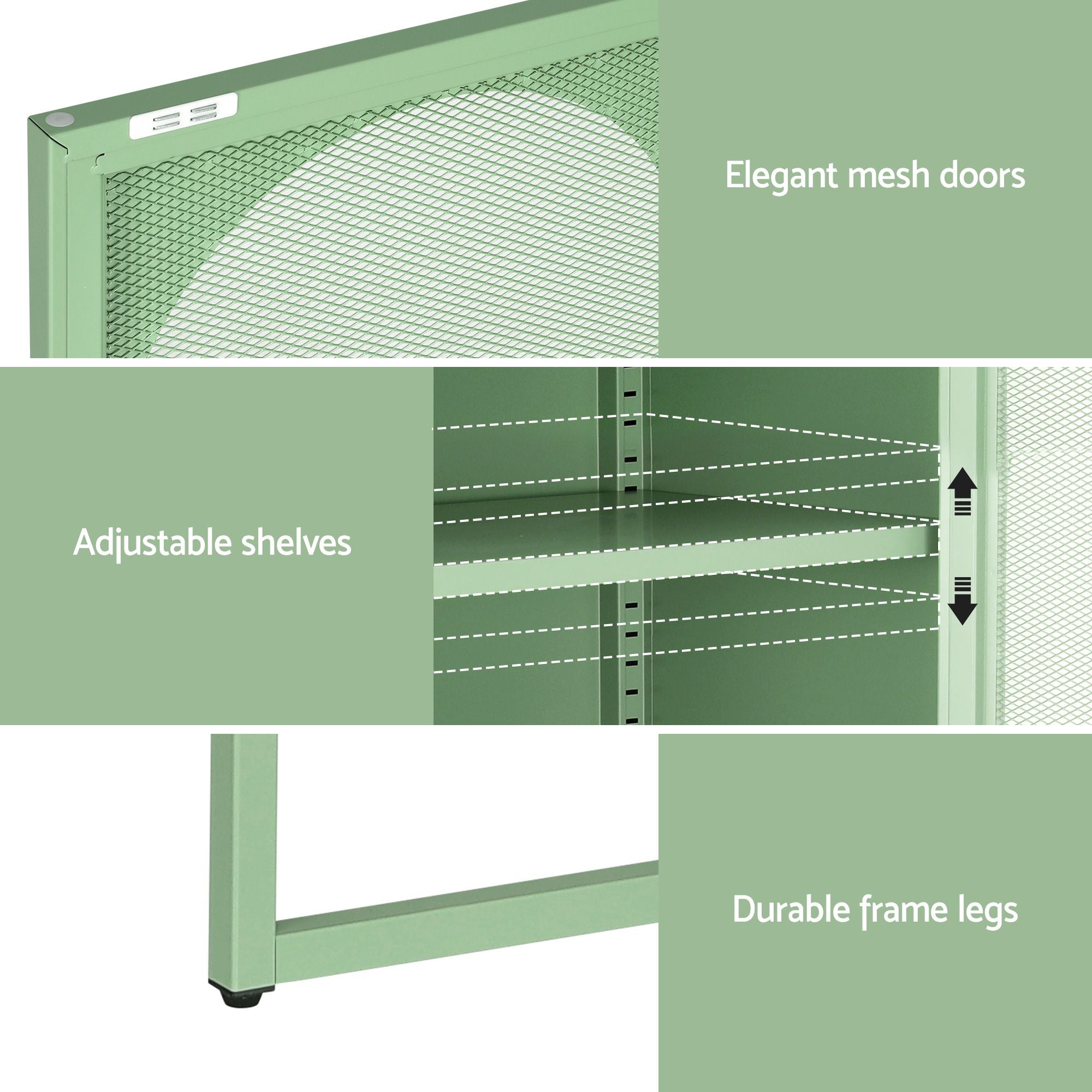 Artiss Buffet Sideboard Metal Cabinet - ELMA Green