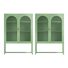 Artiss 2x Buffet Sideboard Cabinet ELMA Cupboard Storage Mesh Doors Metal Green