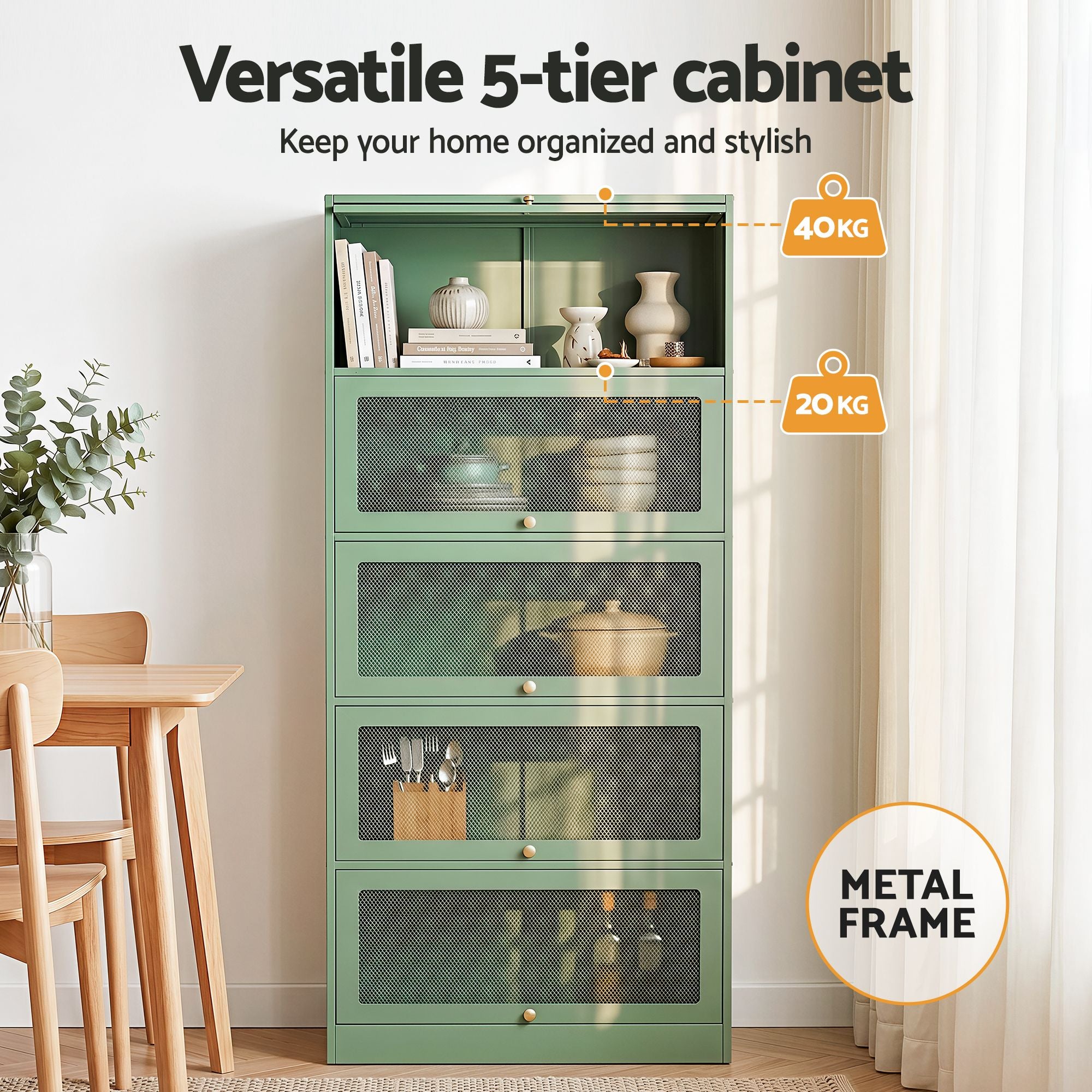 Artiss Buffet Sideboard Metal Cabinet - ELIA Green