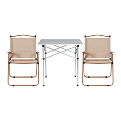 Weisshorn 3pc Camping Table Chair Set Outdoor Folding Aluminium Portable Picnic