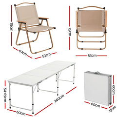 Weisshorn 7pc Camping Table Chair Set Outdoor Folding Aluminium Portable Picnic