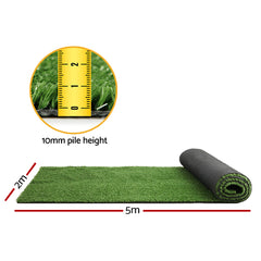 Prime Turf Artificial Grass 2mx5m 10mm Synthetic Fake Lawn Turf Plant Plastic