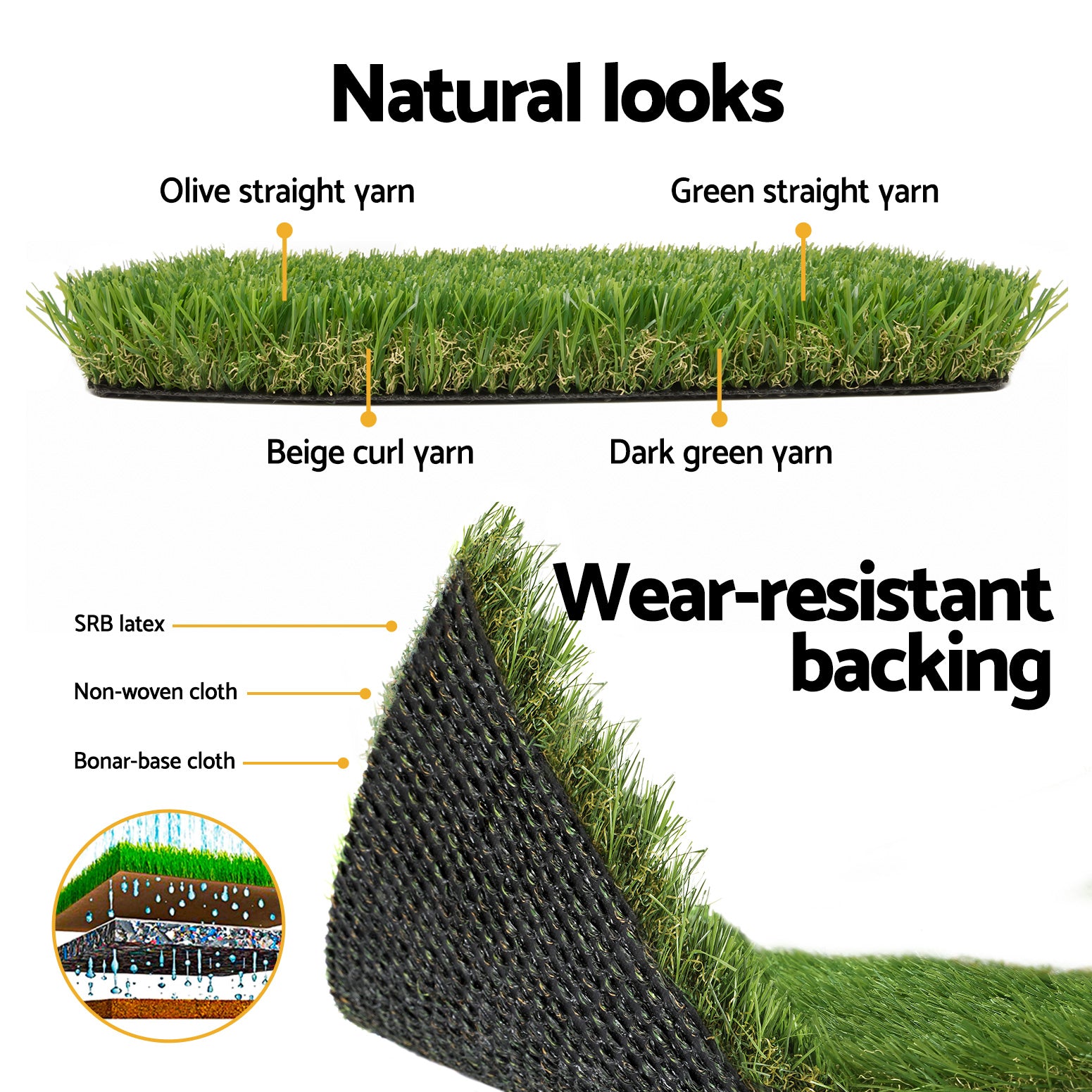 Prime Turf Artificial Grass 30mm 2mx5m 20SQM Synthetic Fake Lawn Turf Plastic