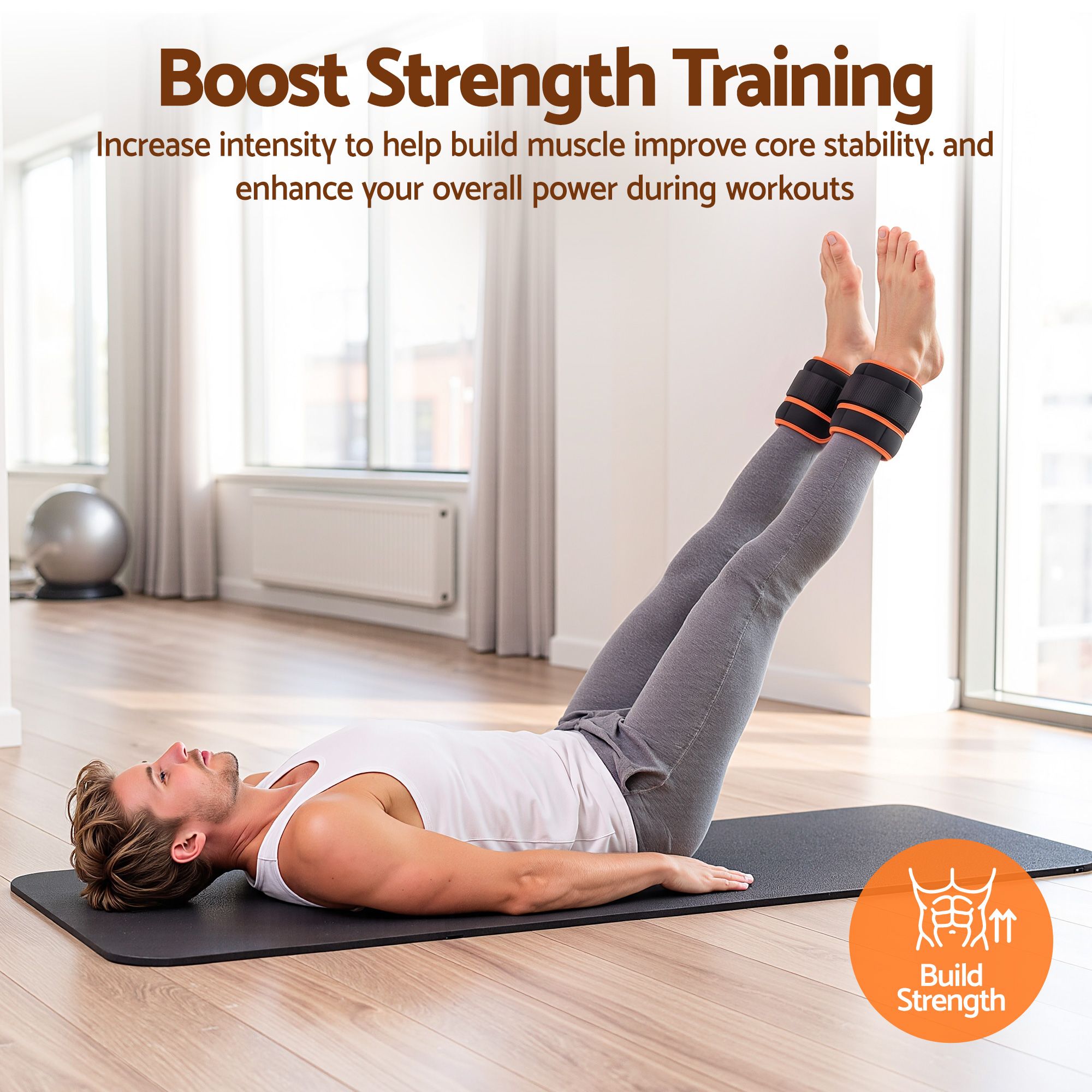 Everfit Adjustable Ankle Weights, 1 Pair (0.9-4.55Kg) Removable Sandbags for