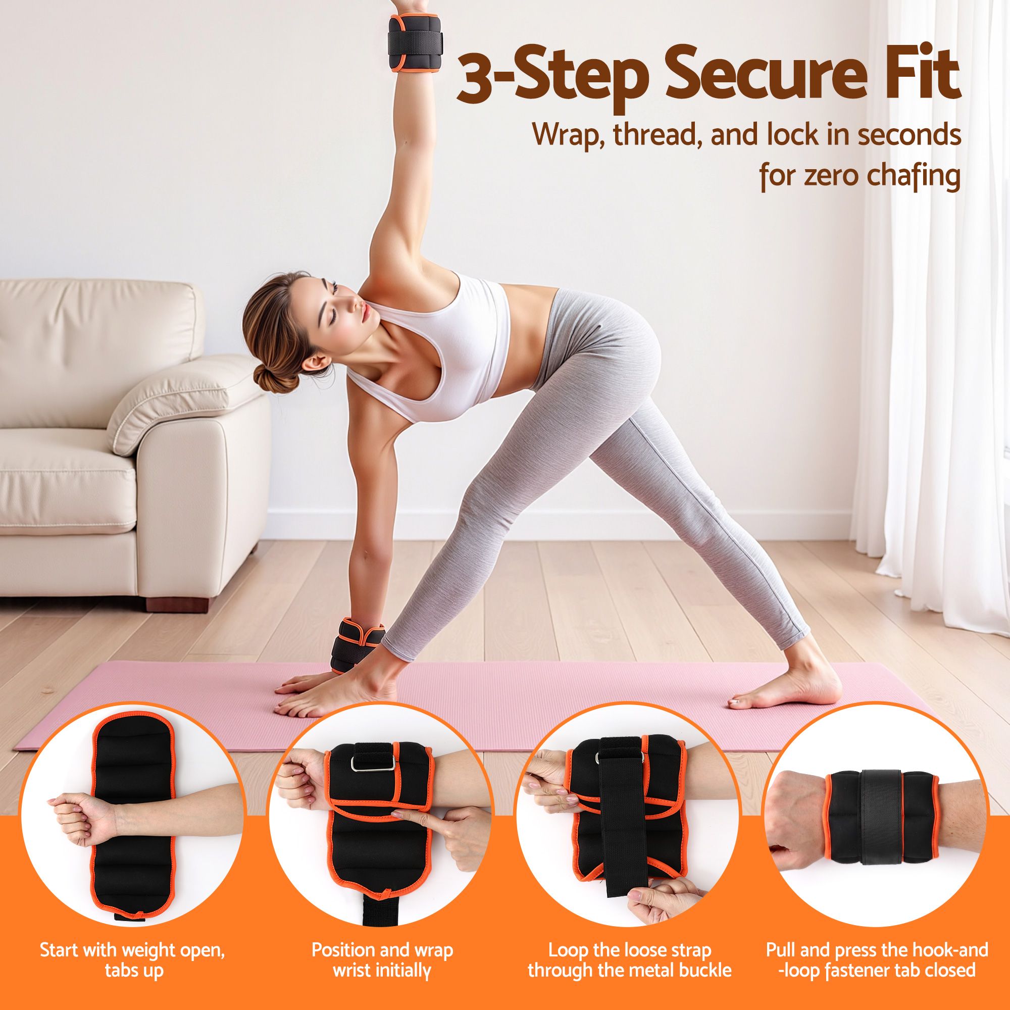 Everfit Adjustable Ankle Weights, 1 Pair (0.9-4.55Kg) Removable Sandbags for