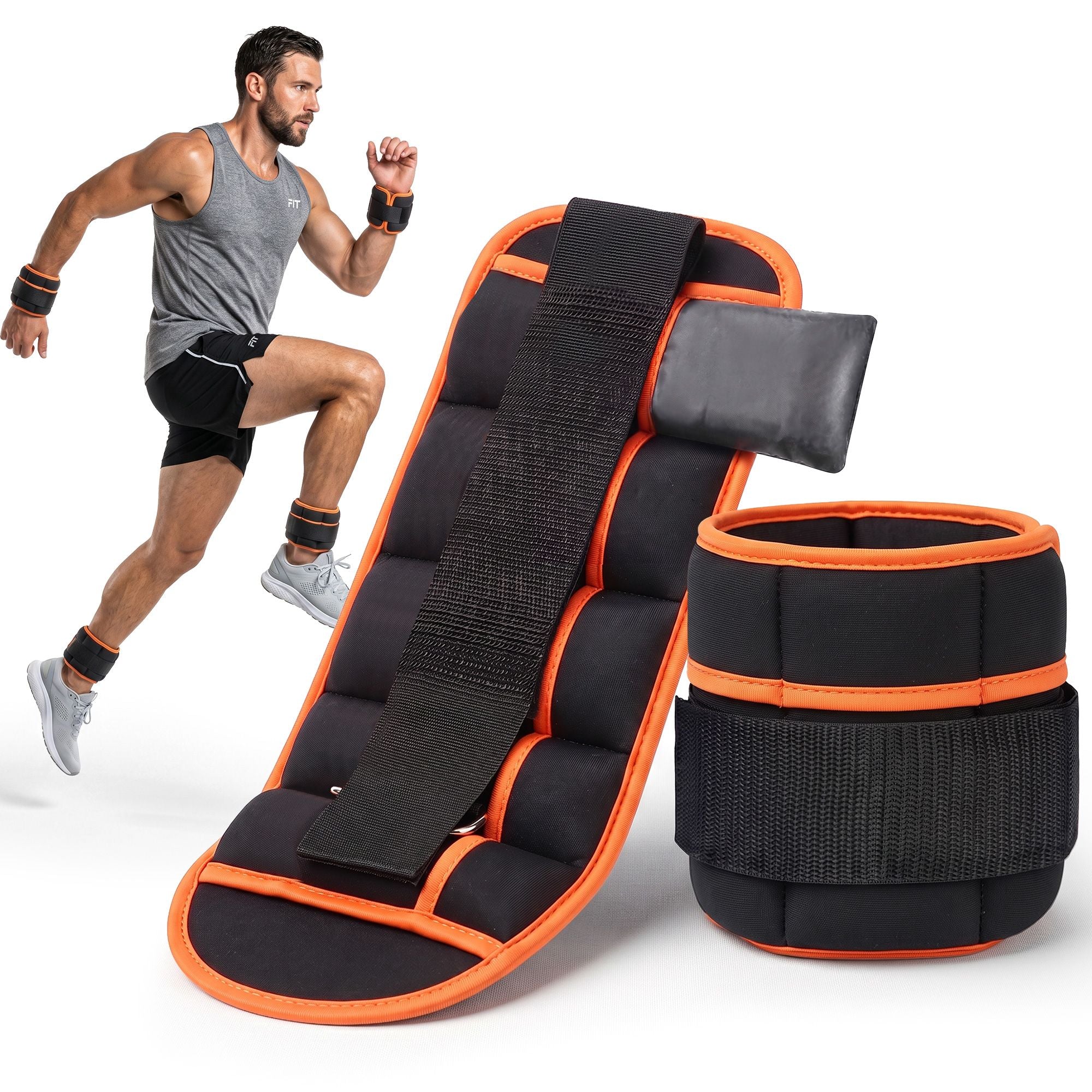 Everfit Adjustable Ankle Weights, 1 Pair (0.9-4.55Kg) Removable Sandbags for