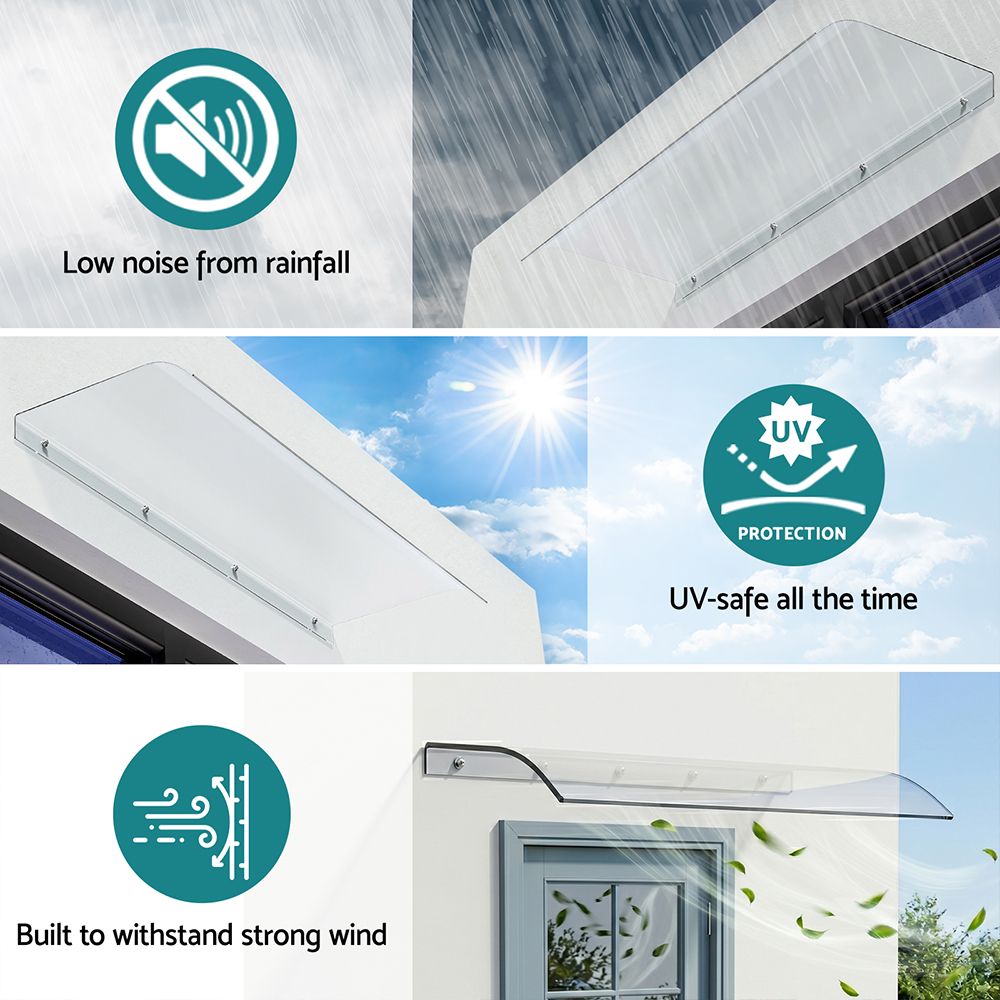 Instahut Window Door Awning 0.4mx1m Transparent