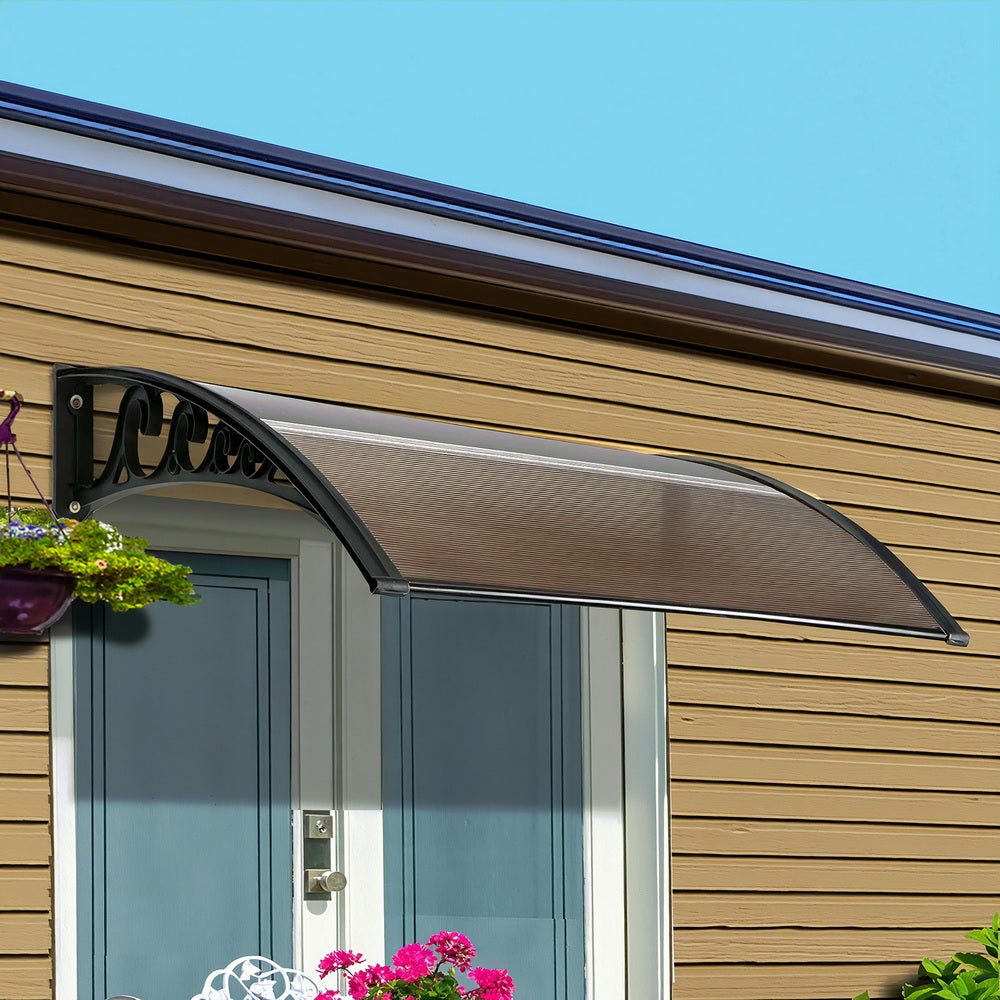 Instahut Window Door Awning 0.8mx1m Brown Free Delivery