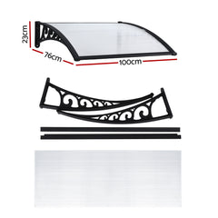 Instahut Window Door Awning 0.8mx1m Transparent Free Delivery