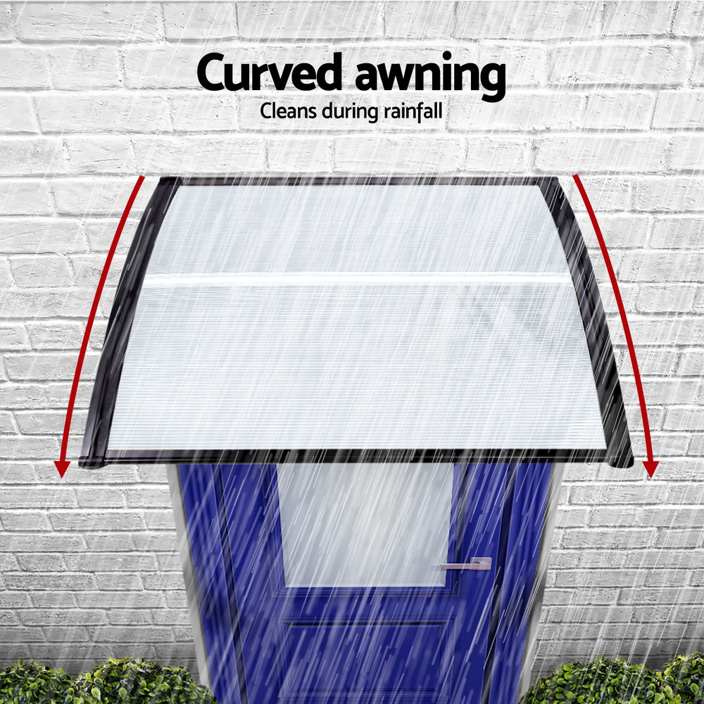 Instahut Window Door Awning 0.8mx1m Transparent Free Delivery