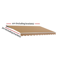Instahut Retractable Folding Arm Awning Manual Sunshade 4Mx3M Beige