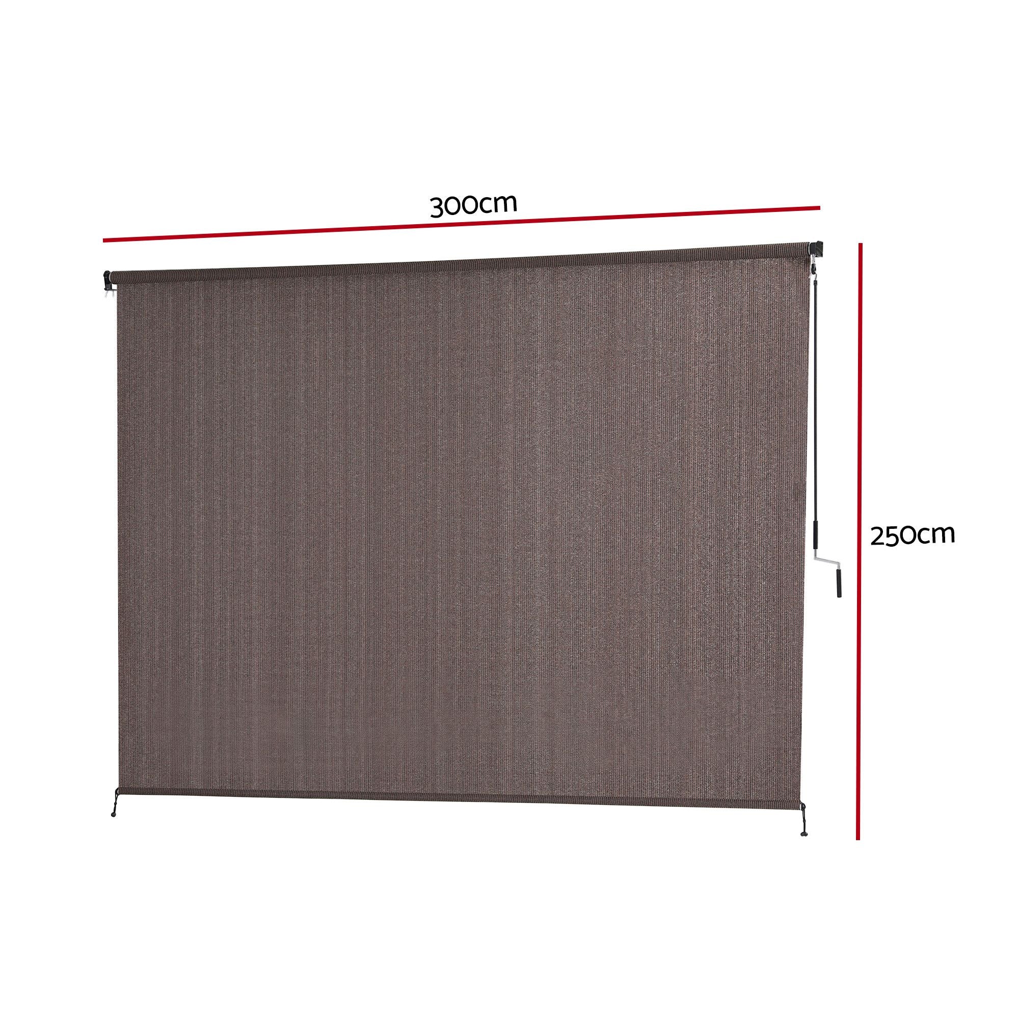 Instahut 3X2.5M Outdoor Blinds Awning Roll Down Retractable Knit Fabric Outdoor