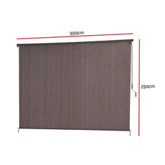 Instahut 3X2.5M Outdoor Blinds Awning Roll Down Retractable Knit Fabric Outdoor
