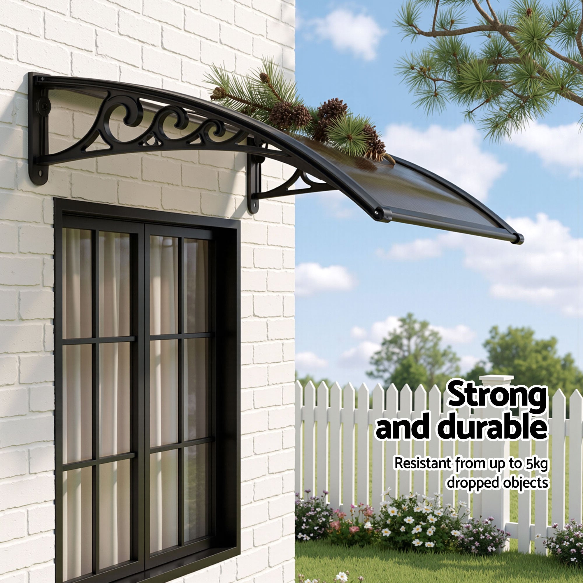 Instahut Window Awning Drainage 0.6mx0.6m Outdoor Brown Free Delivery