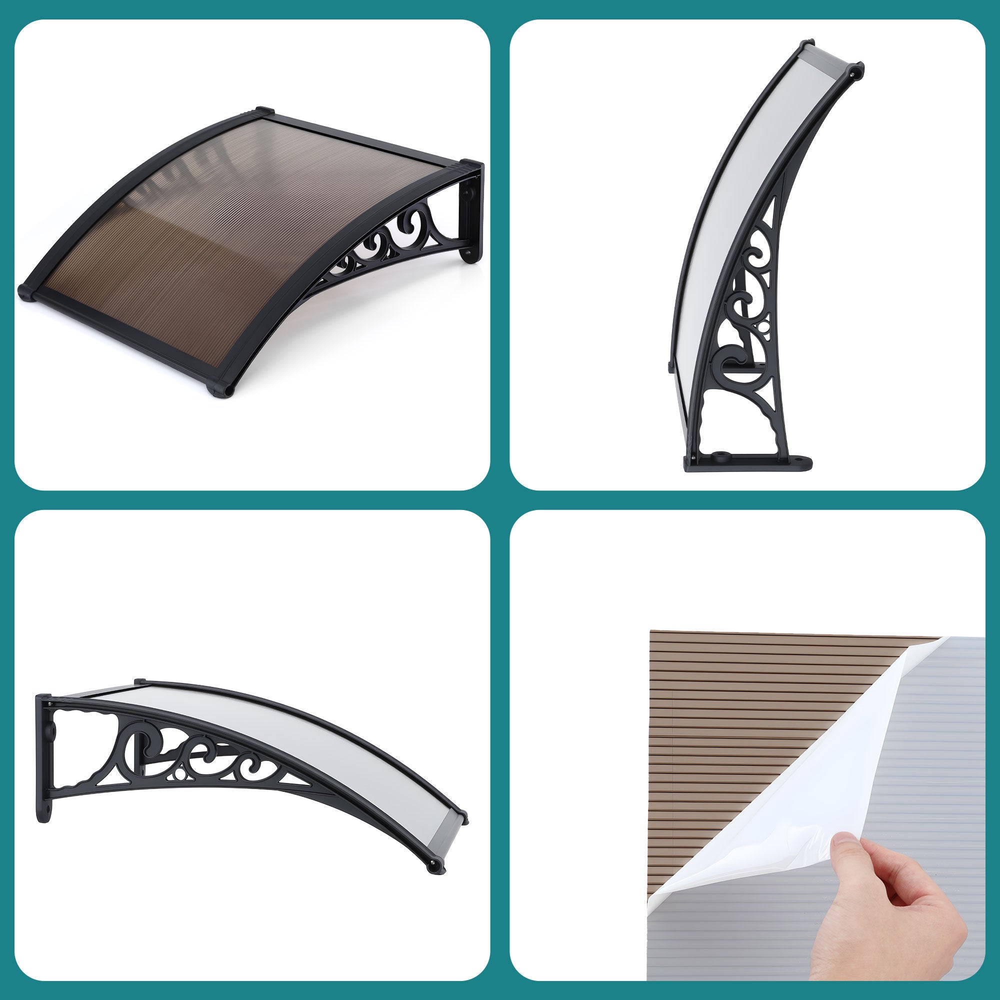 Instahut Window Awning Drainage 0.6mx0.6m Outdoor Brown Free Delivery