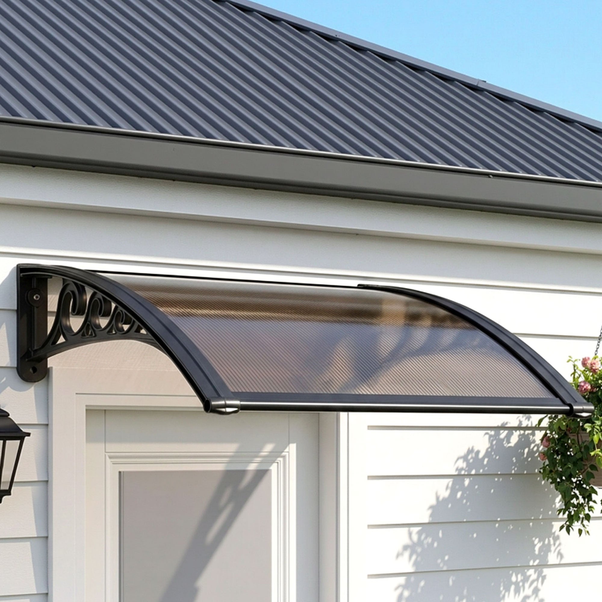 Instahut Window Awning Drainage 0.6mx0.6m Outdoor Brown Free Delivery
