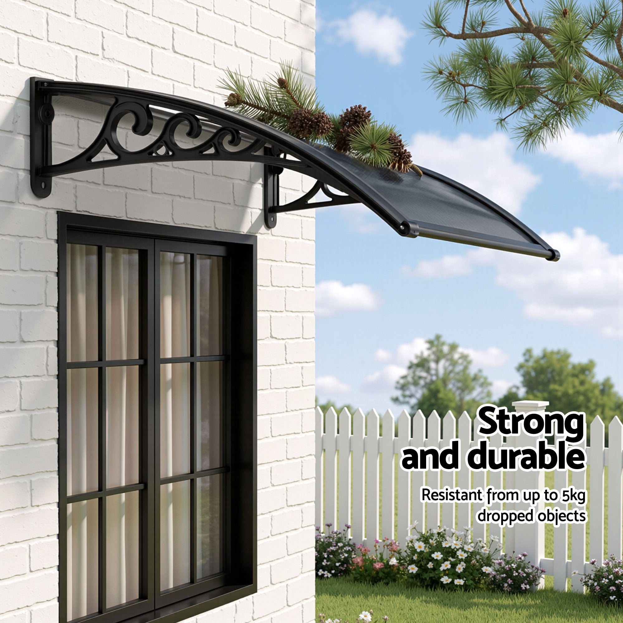 Instahut Window Awning Drainage 0.6mx0.6m Outdoor Grey Free Delivery