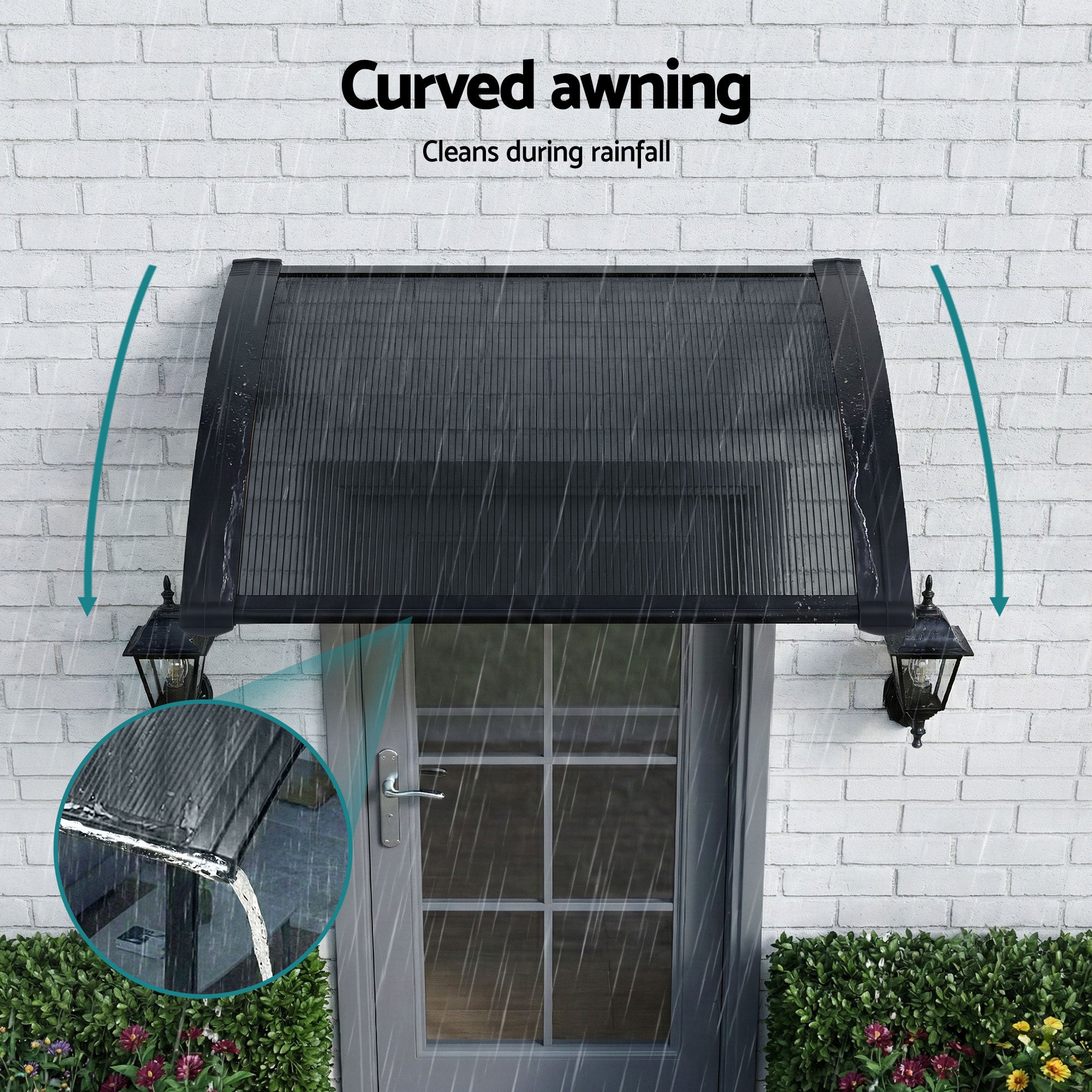Instahut Window Awning Drainage 0.6mx0.6m Outdoor Grey Free Delivery