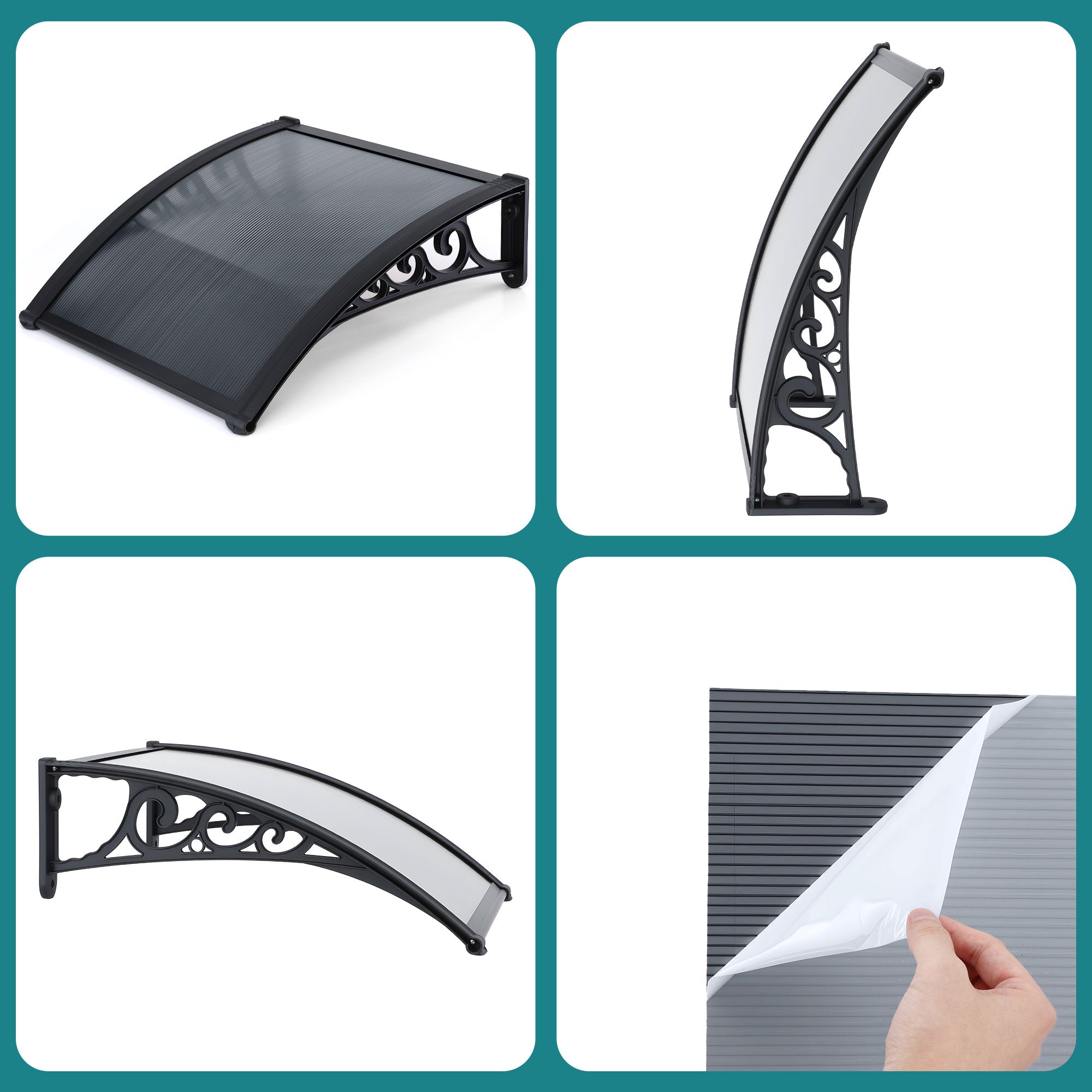 Instahut Window Awning Drainage 0.6mx0.6m Outdoor Grey Free Delivery