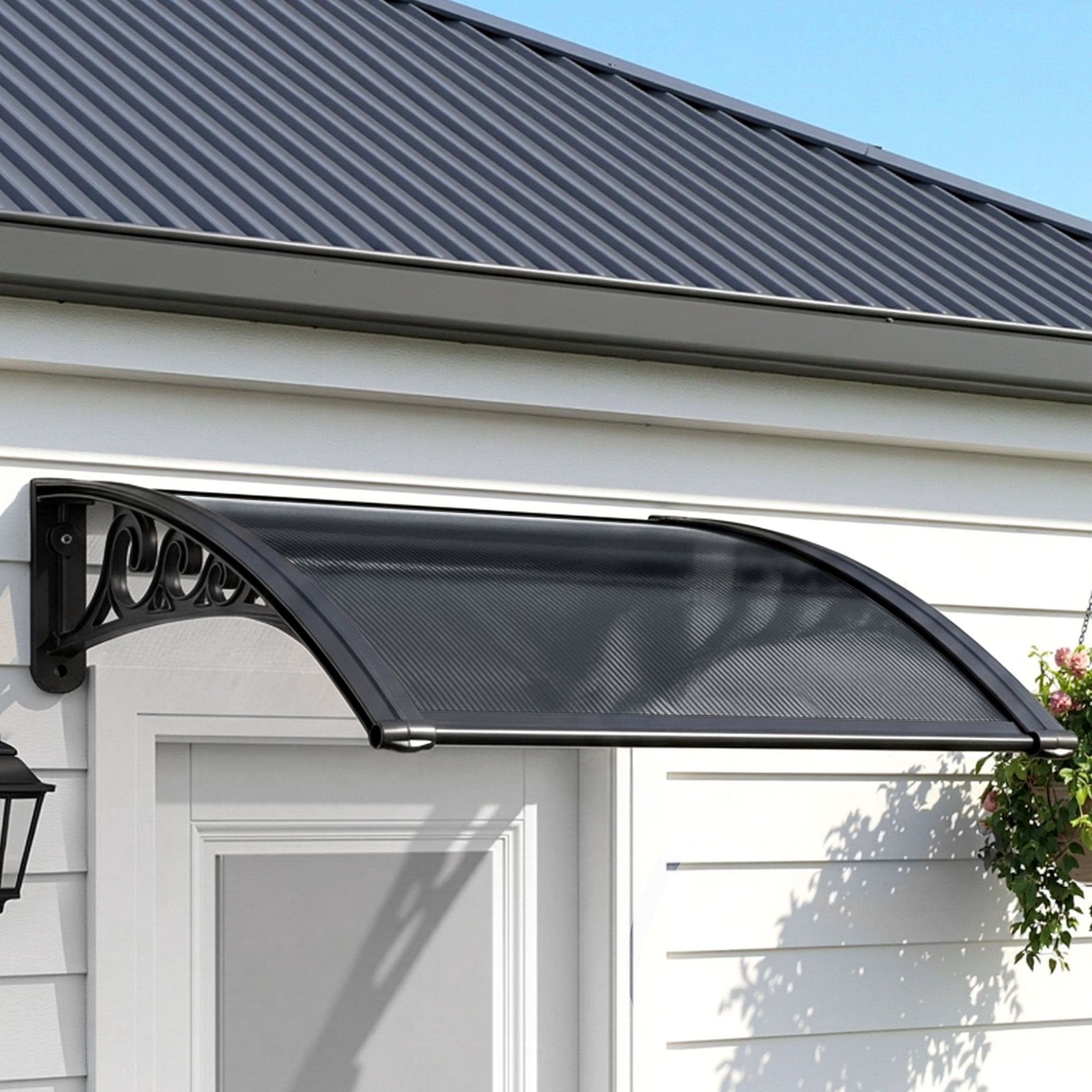 Instahut Window Awning Drainage 0.6mx0.6m Outdoor Grey Free Delivery