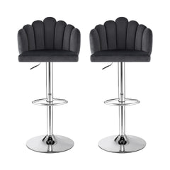 Artiss Bar Stool X2 Kitchen Dining Counter Gaslift Chair Adjustable Velvet Grey