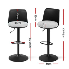 Artiss 4x Bar Stools Kitchen Swivel Gas Lift Counter Dining Chair Curved Black
